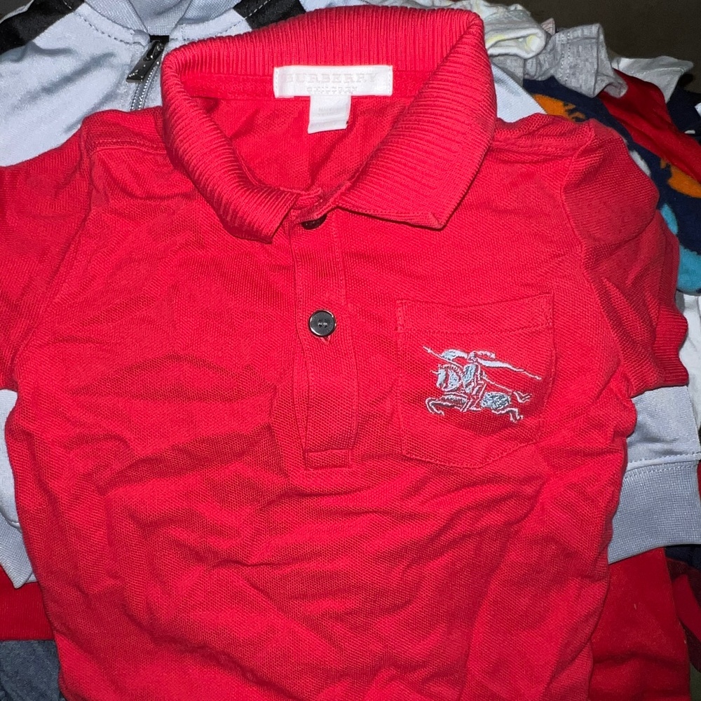12 Month Burberry Collard Red Shirt